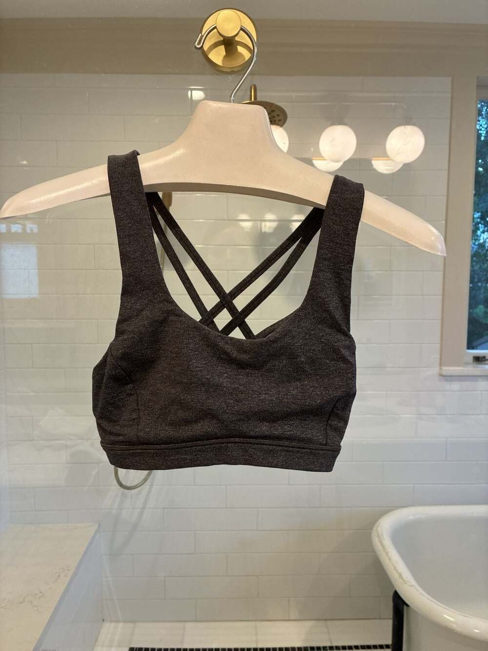 Lululemon Free To Be Wild Bra Heathered Dark Gray Strappy Back